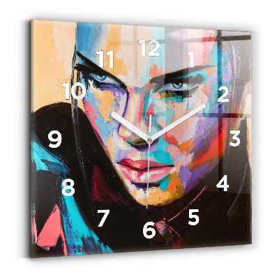 Horloge carrée en verre Portrait d'une femme