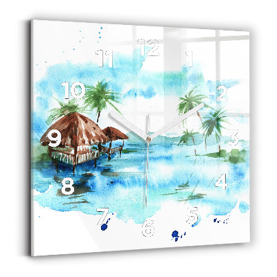 Horloge carrée en verre Image île déserte