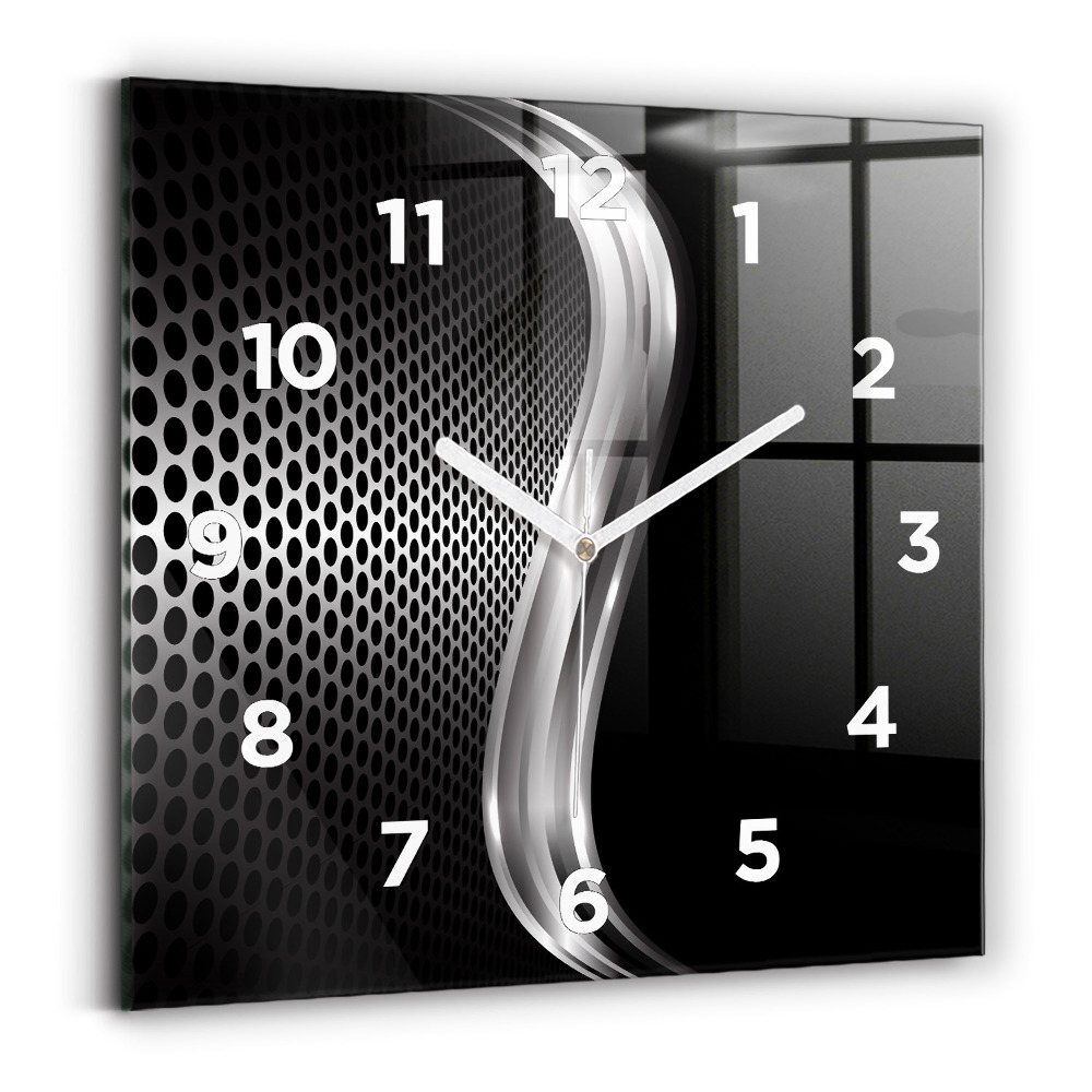 Pendule carrée en verre Abstraction métal noir