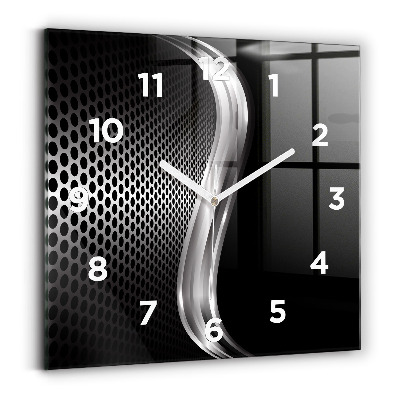 Pendule carrée en verre Abstraction métal noir