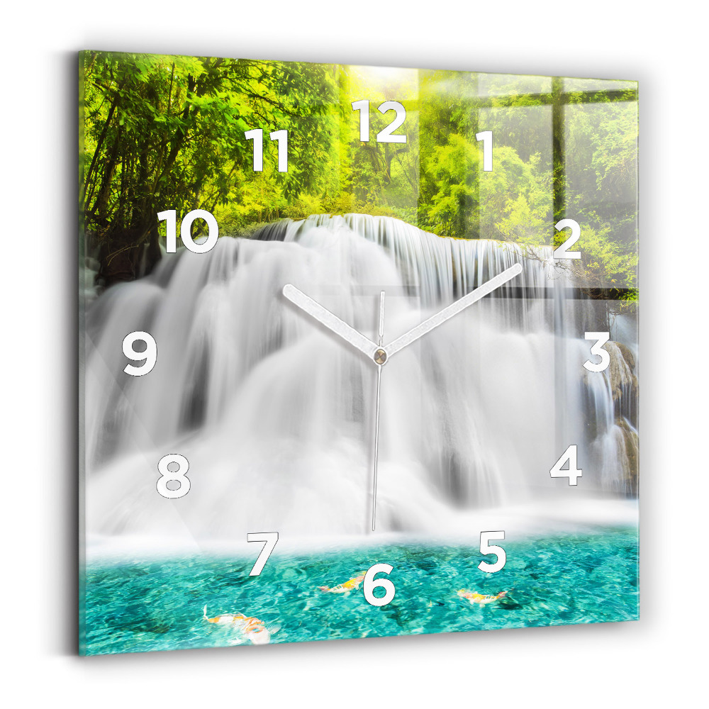 Horloge carrée en verre Chute d'eau en Thaïlande