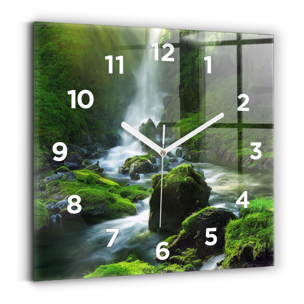 Horloge murale carrée Cascade et rochers