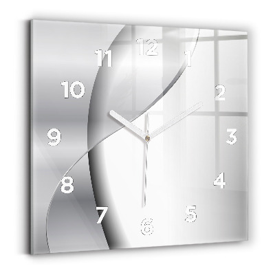 Horloge carrée en verre Abstraction argentée