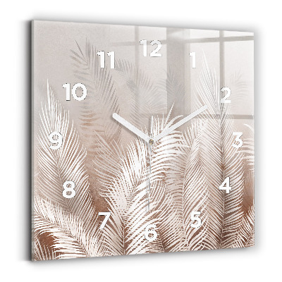 Horloge murale carrée Feuilles tropicales boho