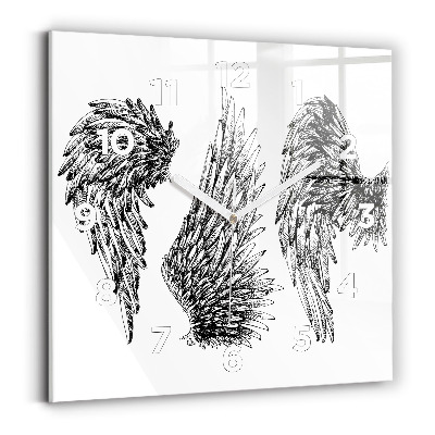 Horloge carrée en verre Ailes d'ange