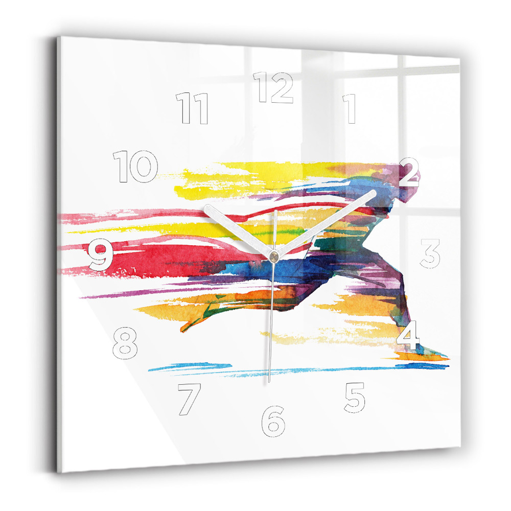 Pendule carrée en verre Illustration d'un coureur