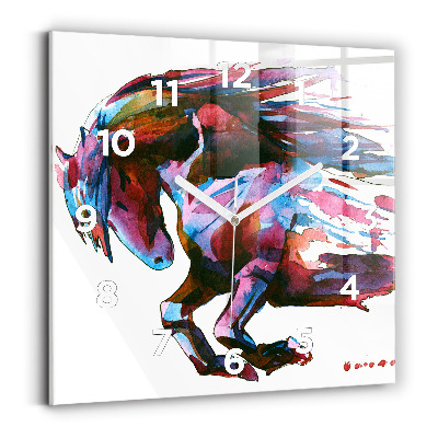 Horloge murale carrée Cheval en fuite