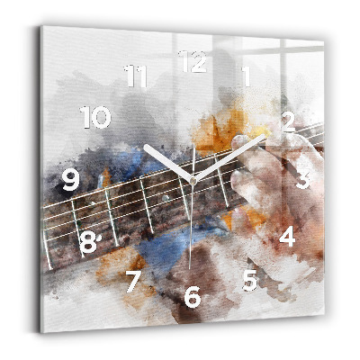 Horloge murale carrée Graphique d'une guitare