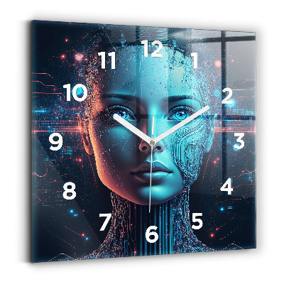 Horloge murale carrée Intelligence artificielle