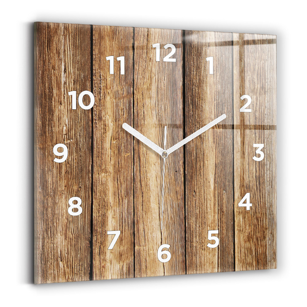 Horloge murale carrée Planches en bois