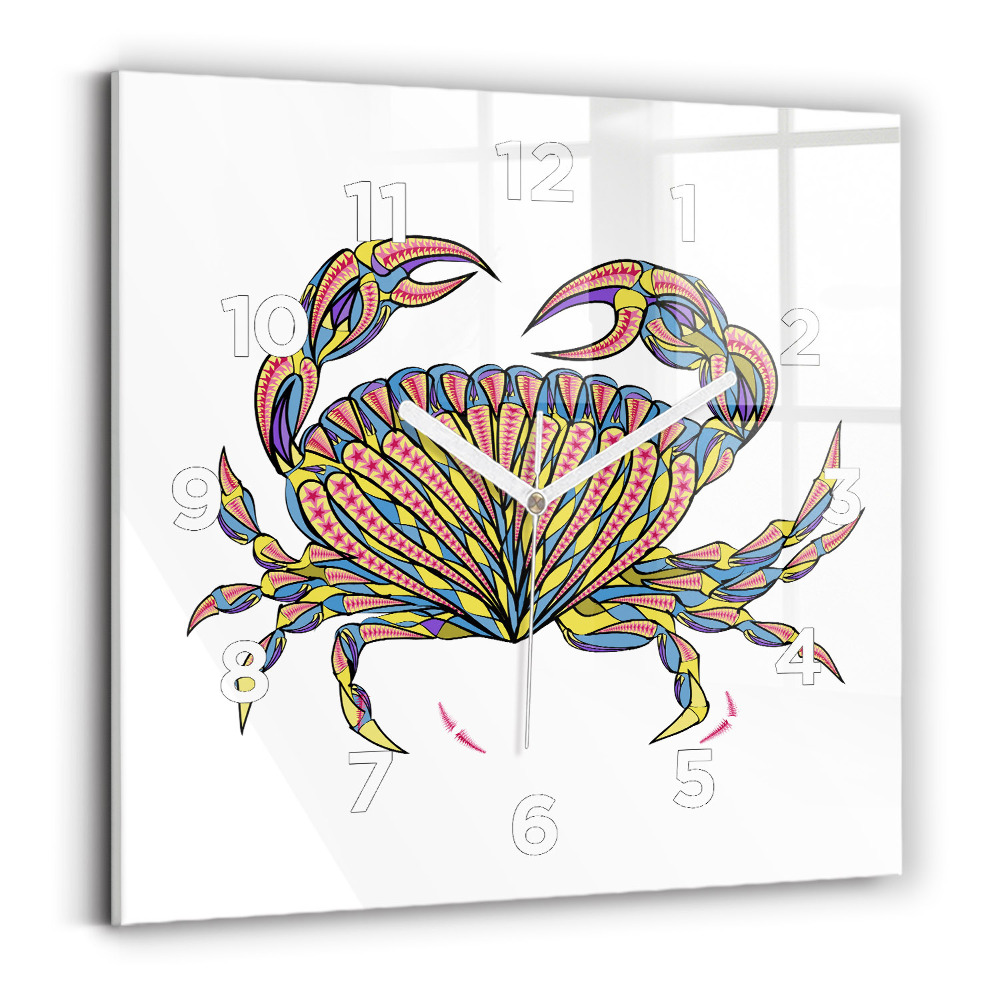 Horloge murale carrée Crabe ethnique
