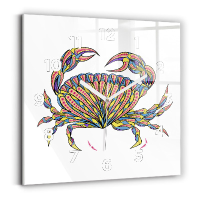 Horloge murale carrée Crabe ethnique