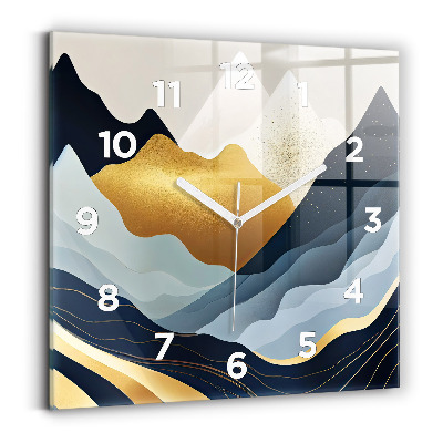 Horloge carrée en verre Montagnes abstraites