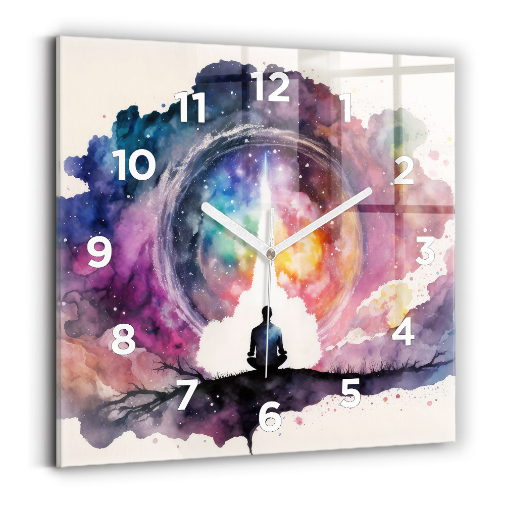 Horloge carrée en verre Méditation sur le mode de vie
