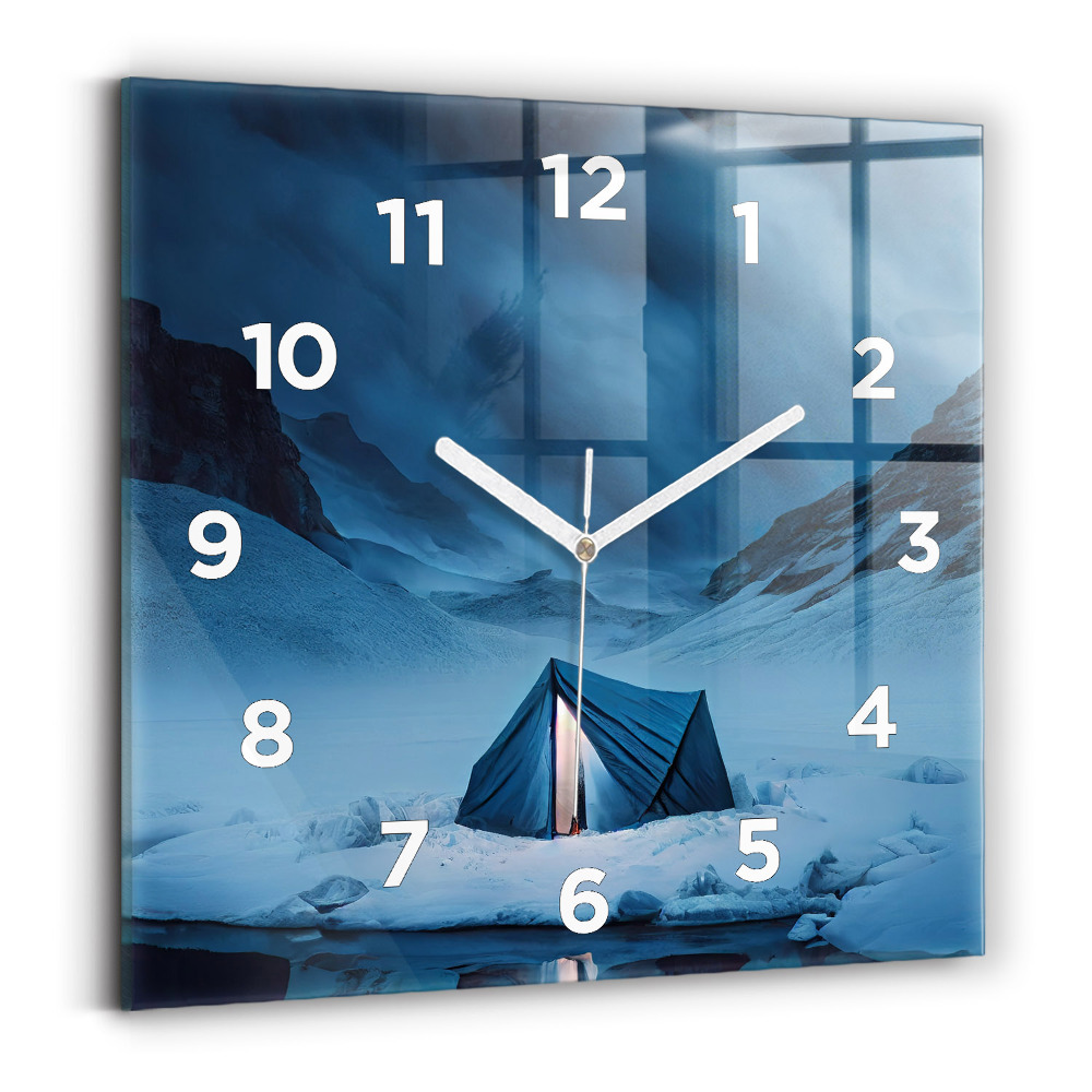 Horloge murale carrée Tente dans les montagnes d'Islande