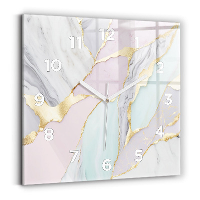 Horloge carrée en verre Motif de marbre