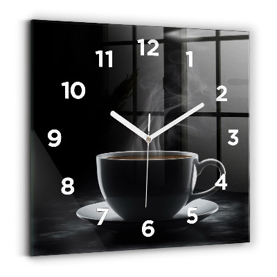 Horloge carrée en verre Tasse de café noir