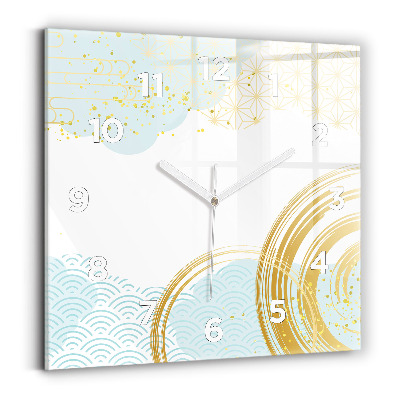 Horloge carrée en verre Motif décoratif