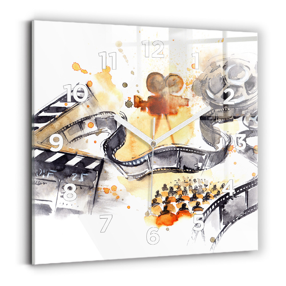 Horloge carrée en verre Caméra de cinéma