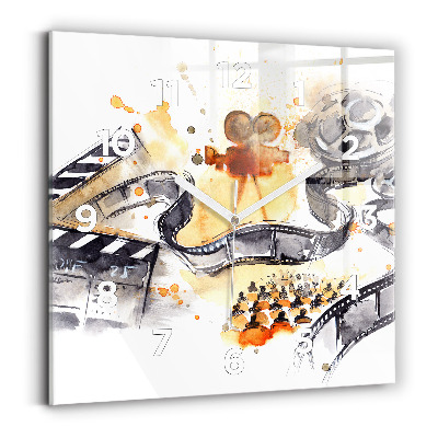 Horloge carrée en verre Caméra de cinéma