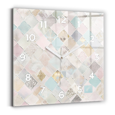 Horloge carrée en verre Tuiles colorées