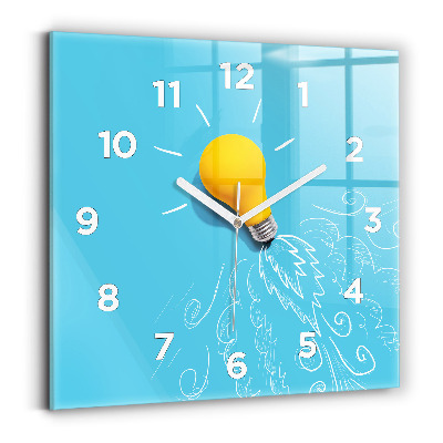 Horloge murale carrée Dessin d'ampoule