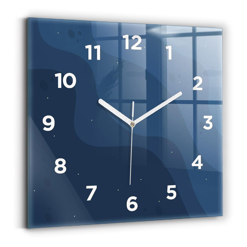 Horloge carrée en verre Vagues bleues