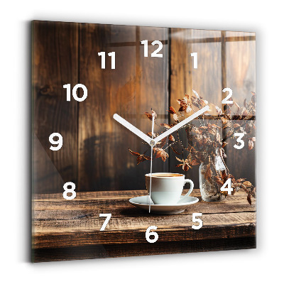 Horloge carrée en verre Tasse de café
