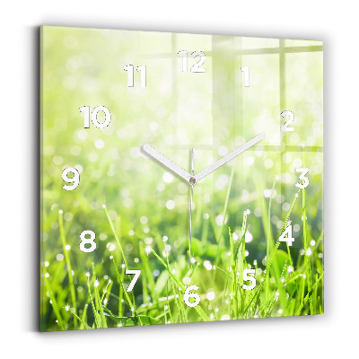 Horloge murale carrée Herbe verte