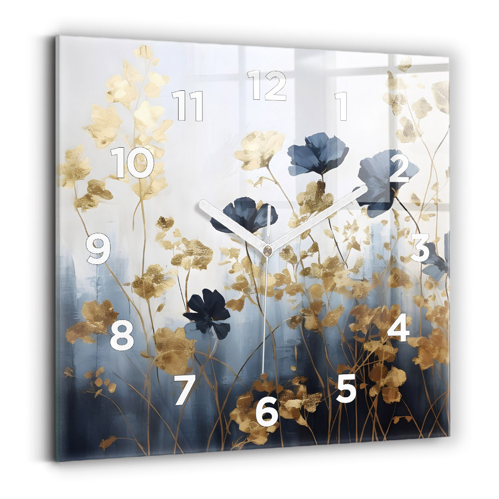 Pendule carrée en verre Fleurs abstraites