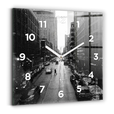 Horloge carrée en verre Rue de la ville de Chicago