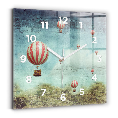 Pendule carrée en verre Ballons peints