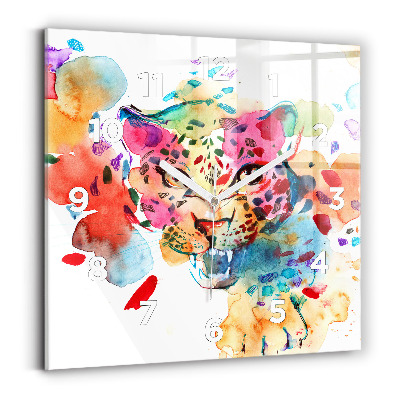 Pendule carrée en verre Chat sauvage abstrait