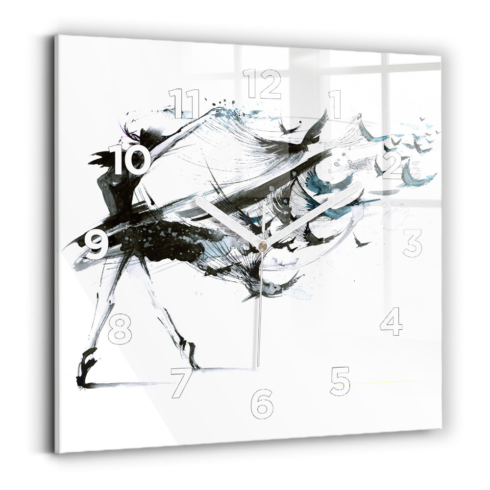 Pendule carrée en verre Femme dansant le ballet