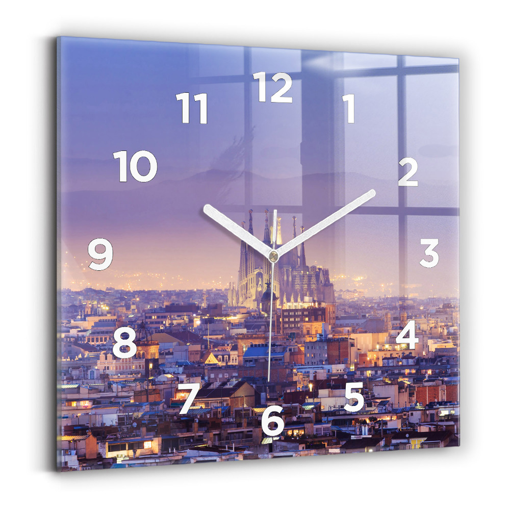 Horloge carrée en verre Vue de Barcelone