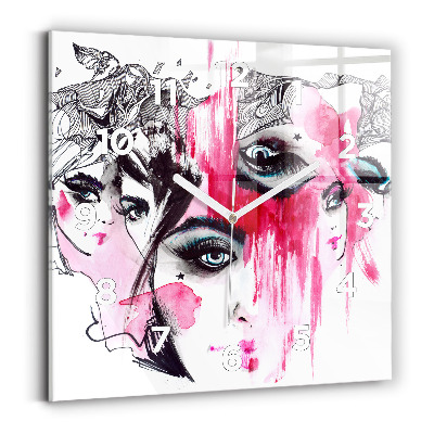 Pendule carrée en verre Abstraction aux multiples visages