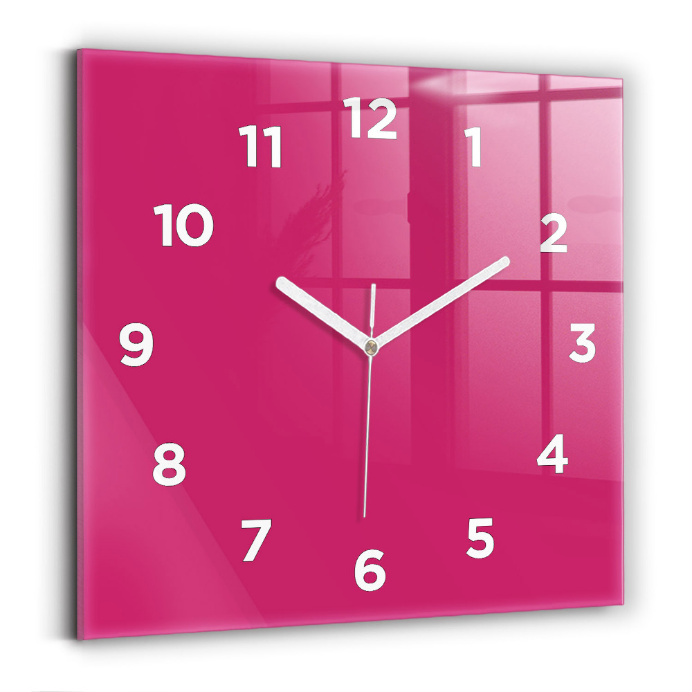 Horloge carrée en verre Rose