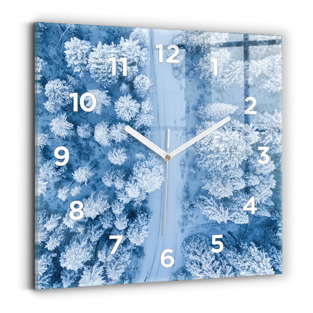 Horloge carrée en verre Forêt vue d'un drone