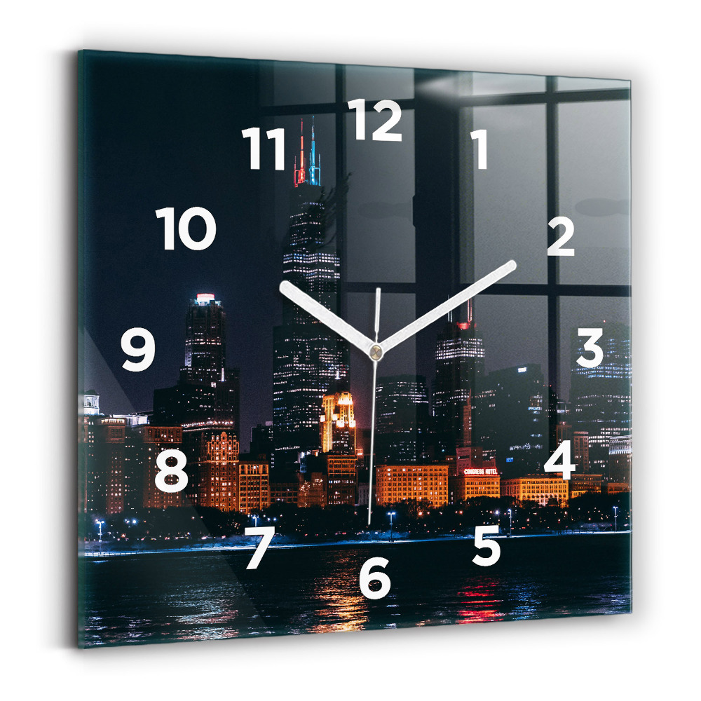 Horloge carrée en verre Paysage urbain de Chicago