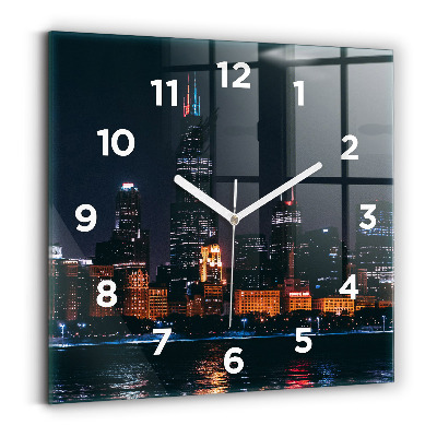 Horloge carrée en verre Paysage urbain de Chicago