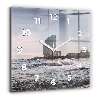 Pendule carrée en verre Surfeur de Barcelone