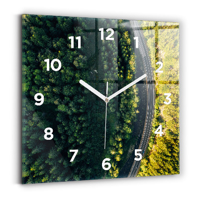 Horloge murale carrée Forêt vue d'un oiseau