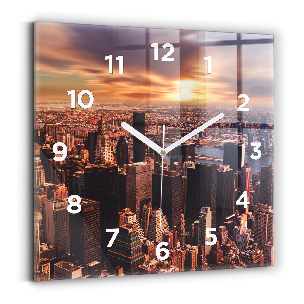Pendule carrée en verre Panorama de la ville à l'ouest