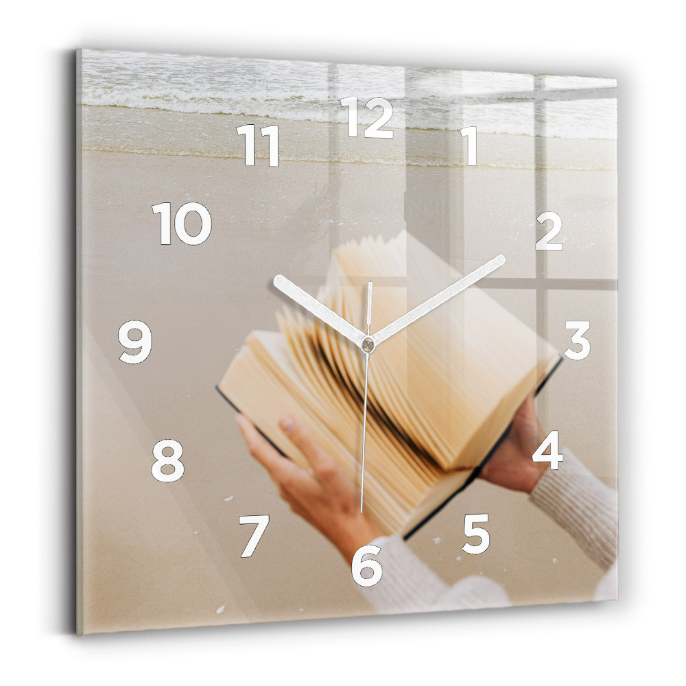 Horloge carrée en verre Un moment avec un livre
