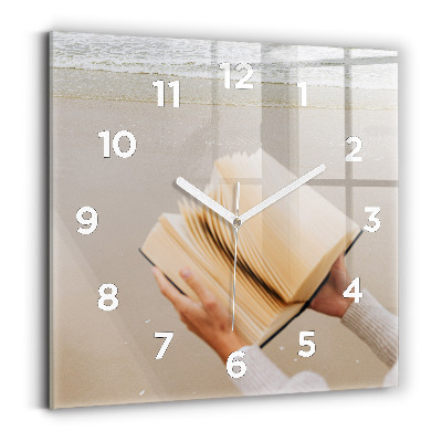 Horloge carrée en verre Un moment avec un livre
