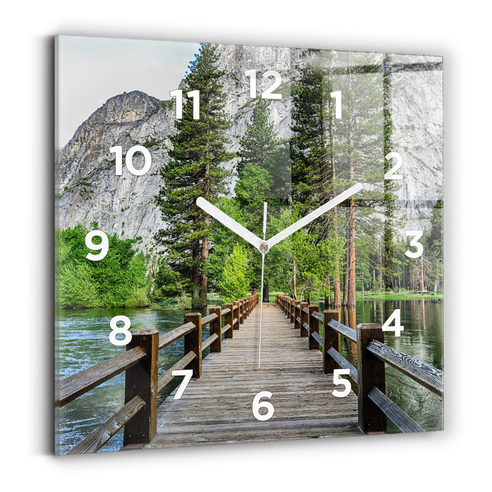 Pendule carrée en verre Pont en bois à Yosemite