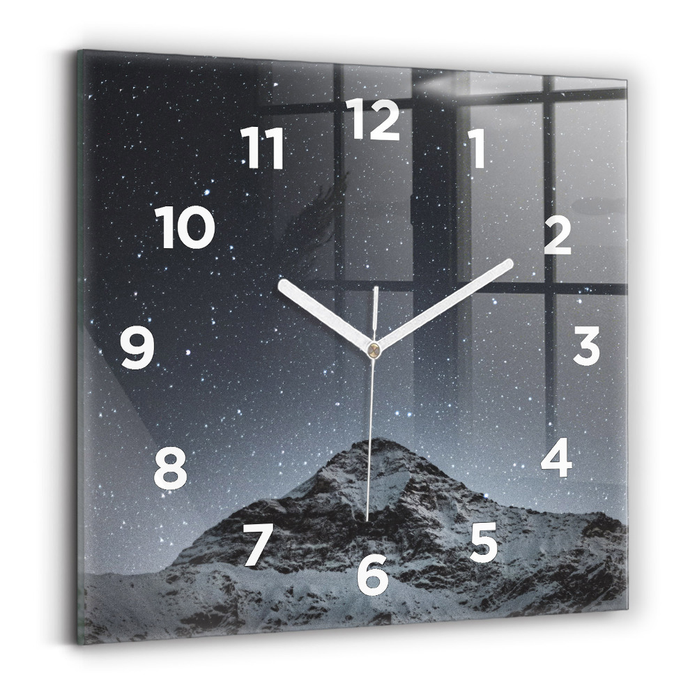 Horloge murale carrée Montagne sous les étoiles