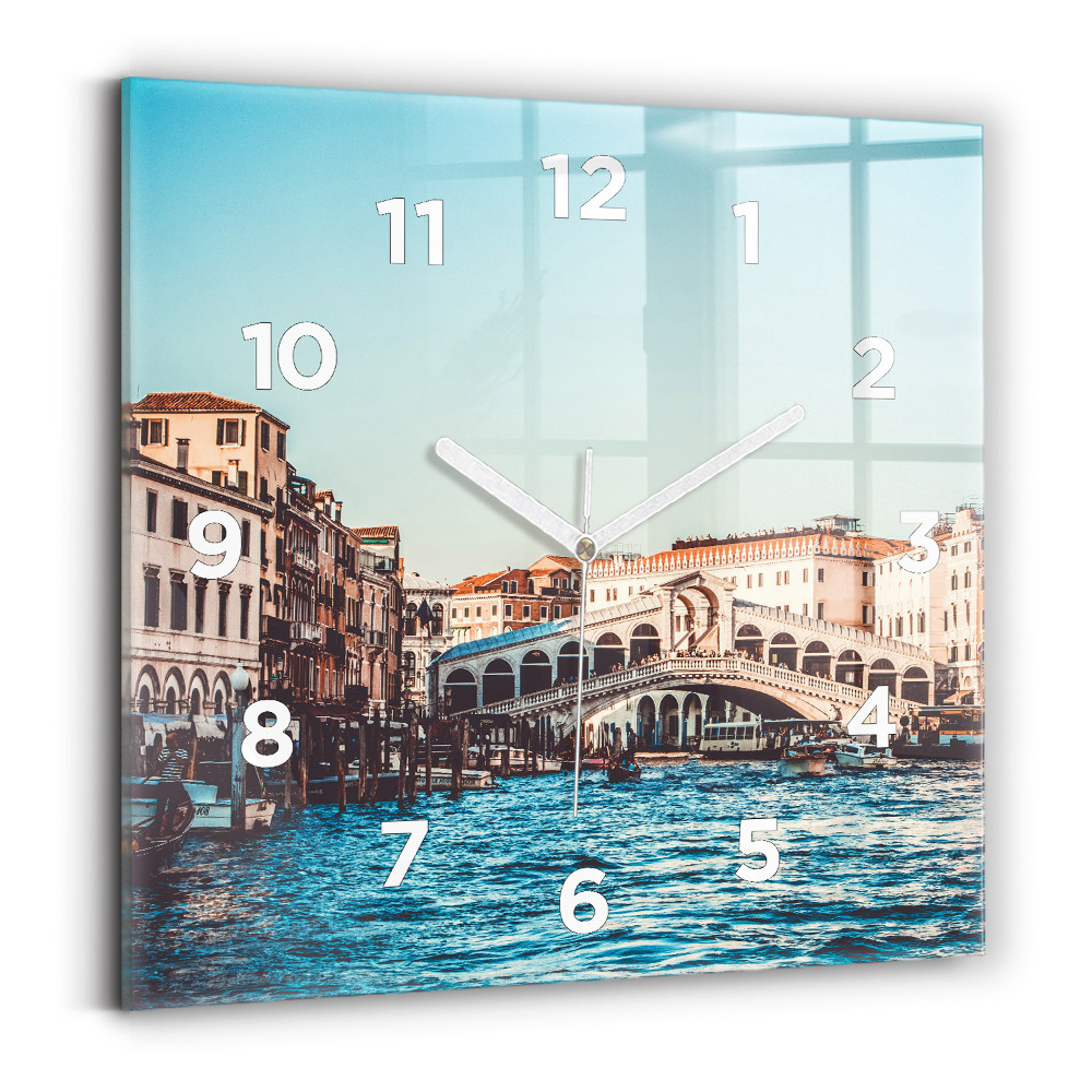 Horloge murale carrée Le pont du Rialto à Venise