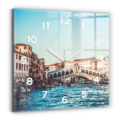 Horloge murale carrée Le pont du Rialto à Venise
