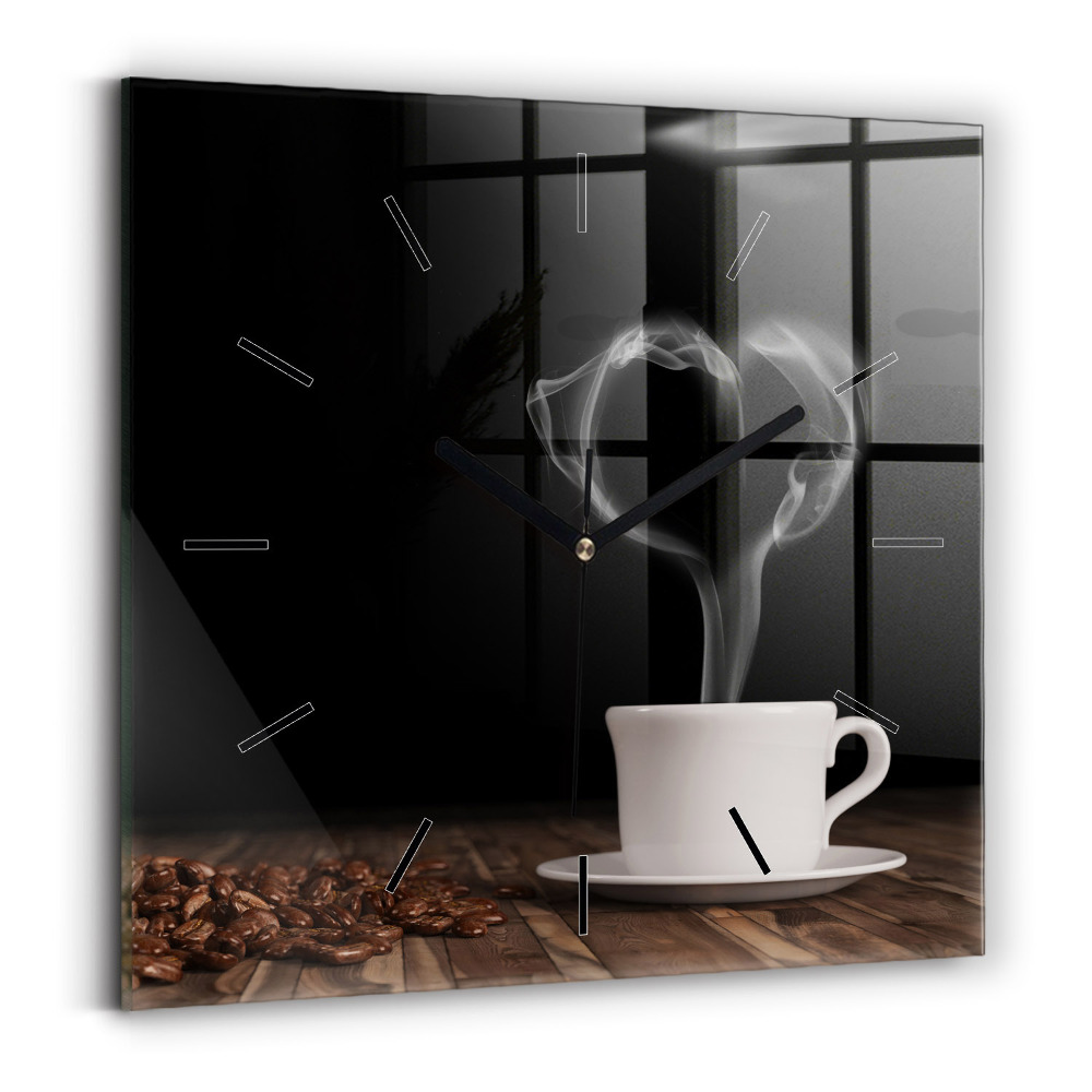 Horloge murale carrée Tasse de café chaud